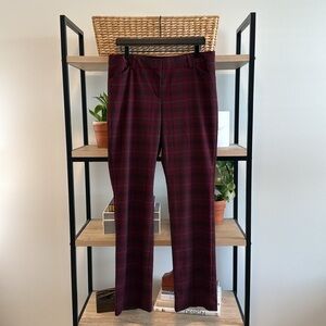 Express Burgundy Plaid Boot Cut Pants